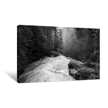 Image of Black And White Waterfall Nooksack Falls Canvas Print