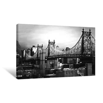 Image of Black and White Queensboro Bridge NYC Canvas Print