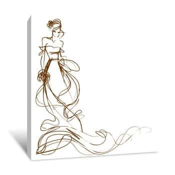 Image of Fluid Fashion Sketch Of a Women Canvas Print