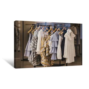 Image of Fashionable Clothes In A Boutique Store In London Canvas Print