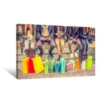 Image of Women And Shopping Canvas Print