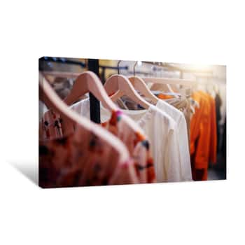 Image of Clothing On Hanger At The Modern Shop Boutique Canvas Print