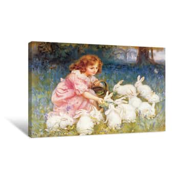 Image of Feeding the Rabbits Canvas Print