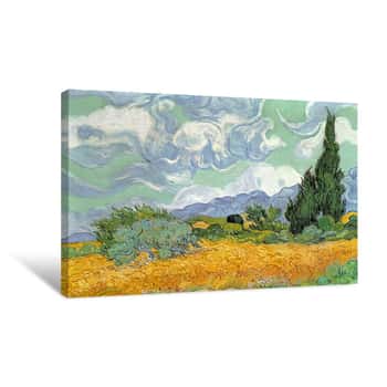 Image of Wheatfield with Cypresses Canvas Print