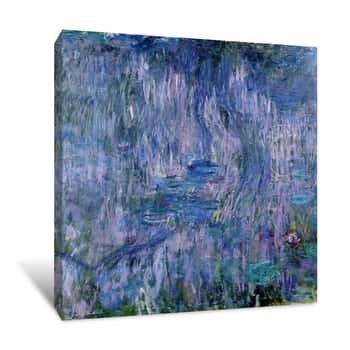 Image of Waterlilies And A Willow Tree Canvas Print