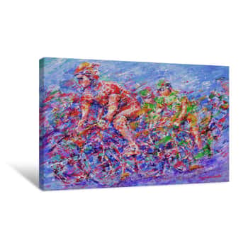 Image of Cyclists Painted Canvas Print