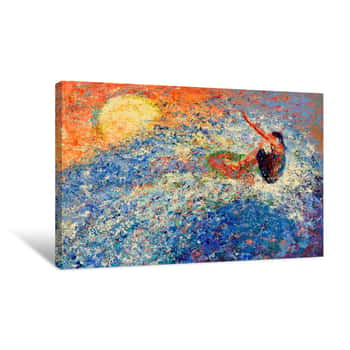 Image of Painted Surfing in the Sun Canvas Print