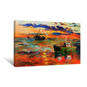 Image of Fishing Ships Canvas Print
