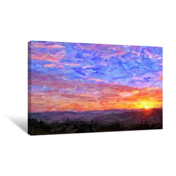 Image of IMPRESSIONISM Sunset In The Mountains Canvas Print