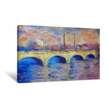 Image of Original Oil Painting On Canvas - London Bridge In Impressionism Style Canvas Print