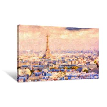 Image of Impressionnisme Paris Et La Tour Eiffel Vus Depuis L\'Arc De Triomphe Canvas Print