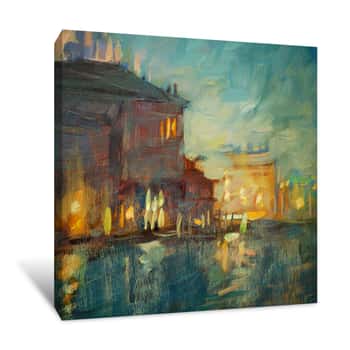 Image of Night Landscape To Venice, Painting By Oil On A Canvas Canvas Print