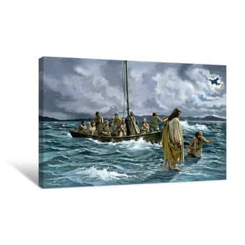 Image of Christ walking on the Sea Canvas Print