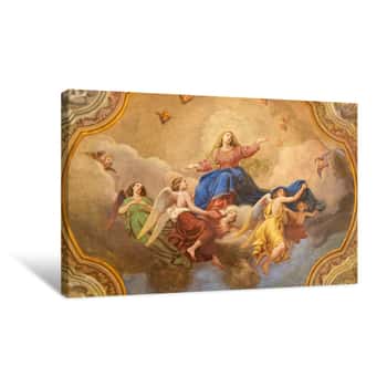 Image of COMO, ITALY - MAY 8, 2015: The Ceiling Fresco Of Assumption Of Virgin Mary In Church Santuario Del Santissimo Crocifisso By Gersam Turri (1927-1929) Canvas Print