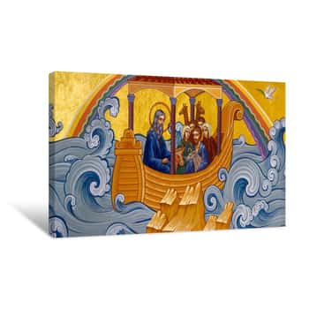 Image of Secovska Polianka, Slovakia  2019/8/22  The Icon Of The Noah\'s Ark  Part Of The Iconostasis In The Greek Catholic Church Of Saint Elijah Canvas Print