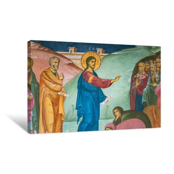 Image of Painting Of Preaching Jesus Christ In Tolga Monastery Canvas Print
