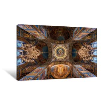 Image of Low Angle View Of The Ceiling Of The Church Of The Savior On Spilled Blood In Saint Petersburg Canvas Print