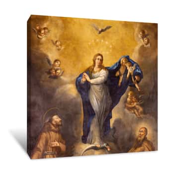 Image of PALMA DE MALLORCA, SPAIN - JANUARY 29, 2019: The Painting Of Immaculate Conception In The Capuchin Church By Joan Muntaner Cladera (1744-1802) Canvas Print