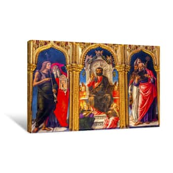 Image of Vivarni Saint Mark Enthroned Painting Santa Maria Gloriosa De Frari Church Venice Italy Canvas Print