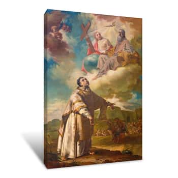 Image of BERGAMO, ITALY - MARCH 16, 2017: The Painting Of The Martyrium (lapidation Or Stoning) Of St  Stephen In Church Chiesa Dei SS  Bartolomeo E Stefano By Francesco Coppella (1714 - 1784) Canvas Print