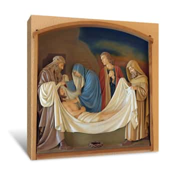 Image of 14th Stations Of The Cross, Jesus Is Laid In The Tomb And Covered In Incense, Church Of The Blessed Aloysius Stepinac In Budasevo, Croatia Canvas Print