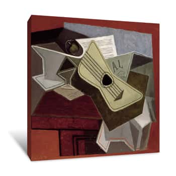 Image of Guitar And Newspaper Canvas Print
