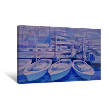 Image of Cubism Blue Harbor Canvas Print