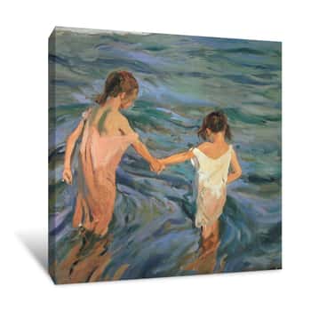 Image of Children in the Sea Canvas Print