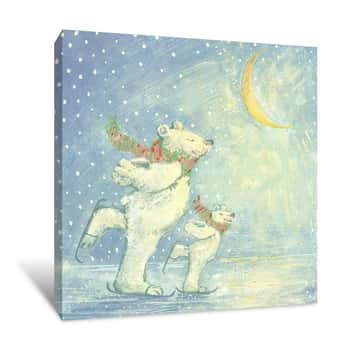 Image of Skating Polar Bears Canvas Print