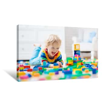 Image of Child Playing With Toy Blocks  Toys For Kids Canvas Print