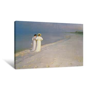 Image of Summer Evening on the Skagen Southern Beach with Anna Ancher and Marie Kroyer Canvas Print