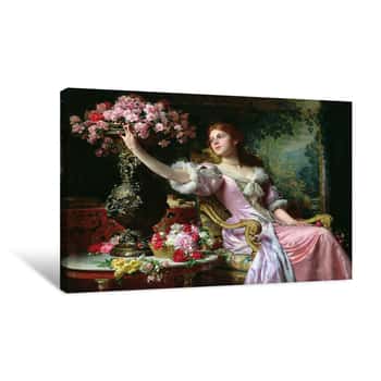 Image of Lady With Flowers Canvas Print