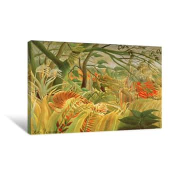 Image of Tiger in a Tropical Storm Canvas Print