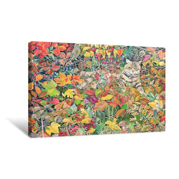 Image of Tabby In Autumn Canvas Print