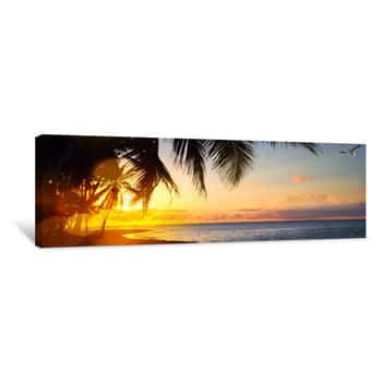 Image of Art Beautiful Sunrise Over The Tropical Beach Canvas Print