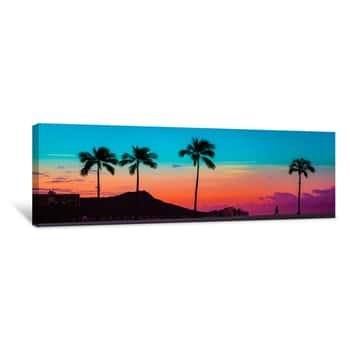 Image of Tropical Paradie Art Sunrise In Waikiki Hawaii Canvas Print