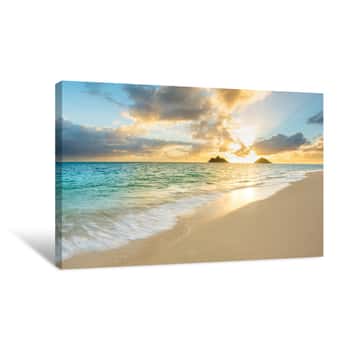 Image of Beautiful Sunrise At Lanikai Beach In Kailua Canvas Print