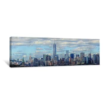 Image of Manhattan and Lady Liberty Canvas Print