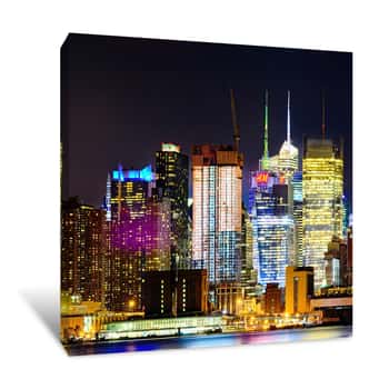 Image of Manhattan Night Skyline From Charter House Canvas Print