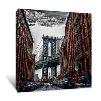 Image of NYC Bridge Between the Buildings Canvas Print