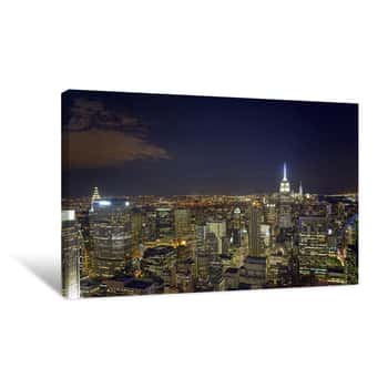 Image of Manhattan At Night From a Rooftop Canvas Print