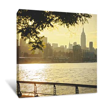 Image of Park Waterfront New York City at Dusk Canvas Print