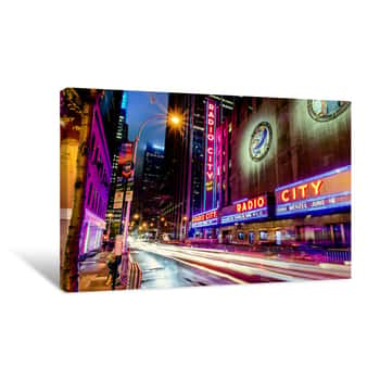 Image of Neon Lights of Radio City Music Hall NYC Canvas Print