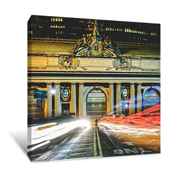Image of Grand Central Terminal Neon Lights Close-Up Canvas Print