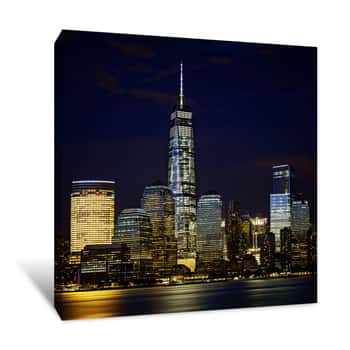 Image of New York City Freedom Tower at Night Canvas Print