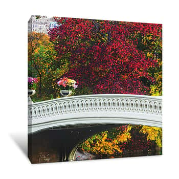 Image of Central Park Bridge Spring Flowers 2 Canvas Print