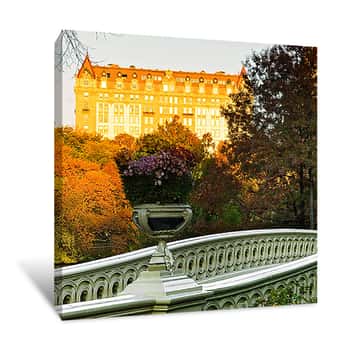 Image of Sunset on Central Park Bridge NYC Canvas Print