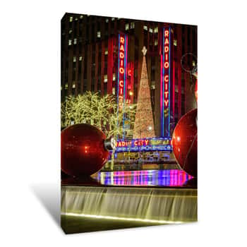 Image of NYC Christmas Ornaments Radio City Music Hall in Lights Canvas Print