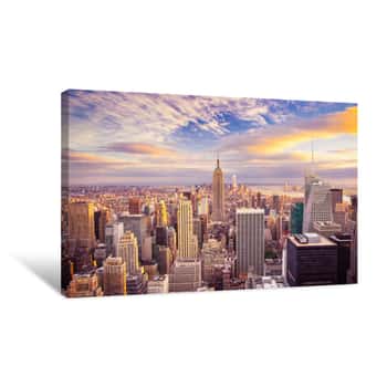 Image of Sunset View Of New York City Looking Over Midtown Manhattan Canvas Print