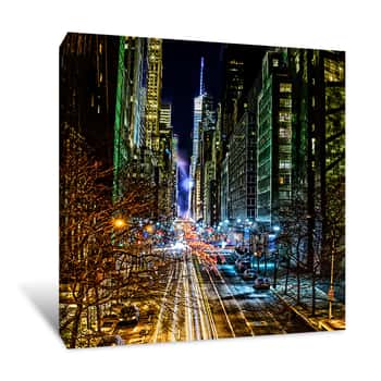 Image of Downtown NYC at Night Canvas Print